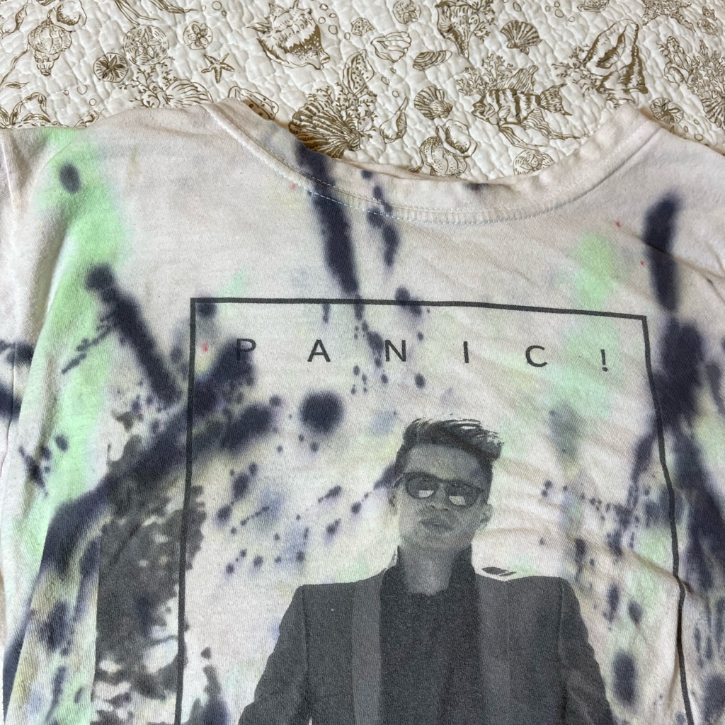 Panic! At The Disco Women’s S/M Bleach Dye Upcycle Concert Spring Summer Tee